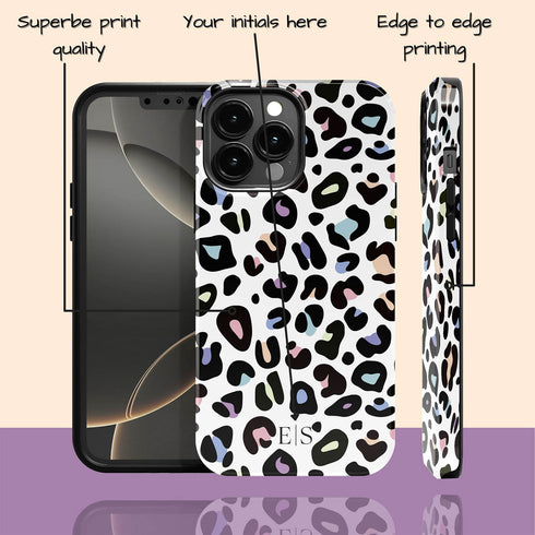 Custom Initials Candy Leopard iPhone Case